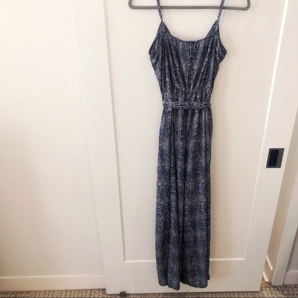 Lulus Liza Navy Blue Snake Print Sleeveless Jumpsuit Size Large - Picture 5 of 10